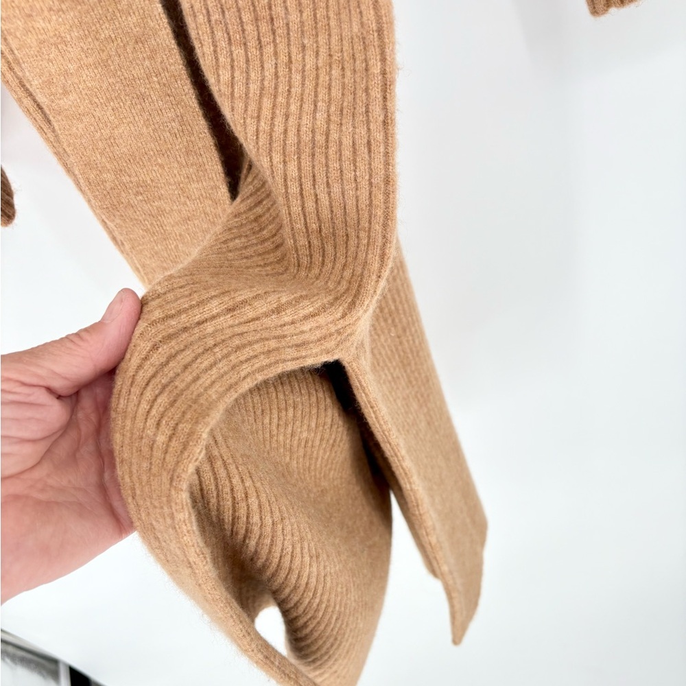 MARISSA WEBB ARIE RIBBED CASHMERE BLEND HENLEY MIDI SWEATER DRESS IN CAMEL - Picture 10 of 13